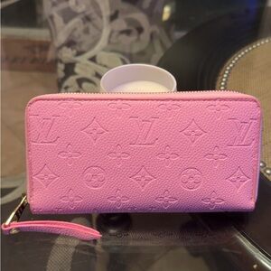 Louis Vuitton Pink Embossed Monogram Zip Wallet